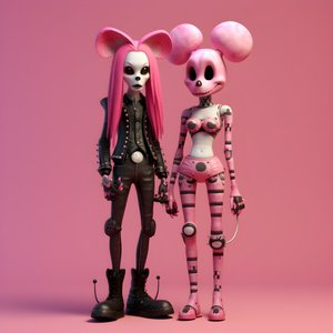 Nachtmerrie voor kerstmis punk roze Minnie en Mickey Mouse