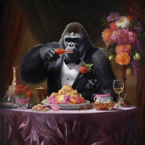 een gorilla aan het eten 1