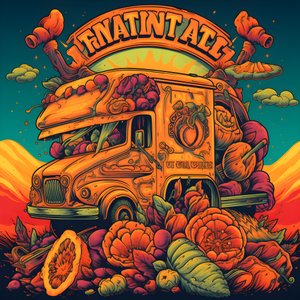 Een artistieke evenementposter voor foodtrucks in een skatepark in Noord-Californië