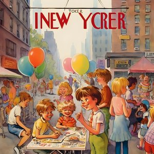 Kleurrijke New Yorker cover vintage cartoon grap 2