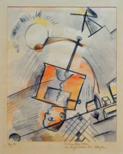 Zonder titel (Het hoofd onder de molen) door Kurt Schwitters