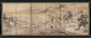Keizer Yao bezoekt Yu Chonghua, midden tot laat 1600s door Kusumi Morikage