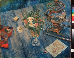 Stilleven met samovar door Kuzma Sergeevich Petrov Vodkin