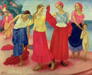 Jonge vrouwen aan de Wolga, 1915 door Kuzma Sergeevich Petrov Vodkin