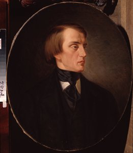 "Portret van de Russische literatuurcriticus Vissarion Belinski" Schilderij van Kirill Gorbounov, 1876, Pushkin Memorial Museum, Sint-Petersburg