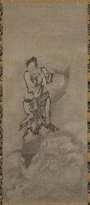 Hotei met Daoïstische Onsterfelijken, late 1600s-vroege 1700s door Kyūseki Tomonobu
