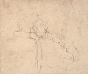 Slapende man op een sofa. Halve figuur door Laurits Andersen Ring