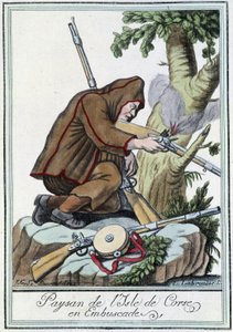 Boer van het eiland Corsica in hinderlaag - in "Encyclopédie des voyages" door J. Grasset St Sauveur, Deron, Parijs