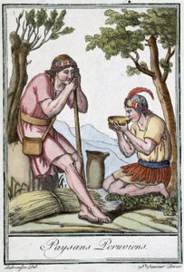 Peruaanse boeren - in "Encyclopedia of Travels" door J. Grasset St Sauveur, ed. Parijs door L.F. Labrousse