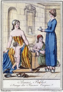 Openbare baden voor het gebruik van Turkse vrouwen - in "Encyclopedia of travels" door J. Grasset St Sauveur, Deroy, Parijs