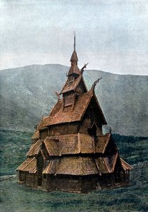 Borgund staafkerk, Sogn og Fjordane, Noorwegen door L Boulanger
