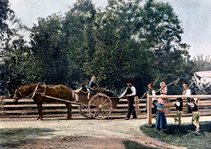 Boeren aan het einde van de oogst, Zweden, c1890 door L Boulanger