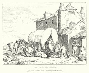 De oude toneelwagen (gravure) door L. Huard