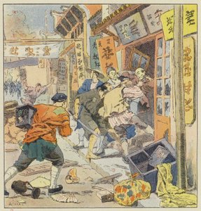 Plundering in de Chinese wijken, in Dalny door L. Malespine