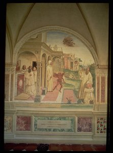 De geseling van St. Benedictus, uit het leven van St. Benedictus door L. Signorelli