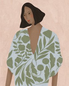 Vrouw in bloemenjurk door Lady Ann de Borja