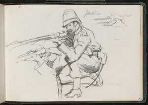 ?Jenkins? knielend om te vuren, 1879 door Lady Butler