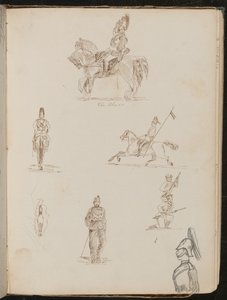Zes Studies van Soldaten, Eén te Paard Ingeschreven "de Blues", Kleine Studie van Paard van Voor