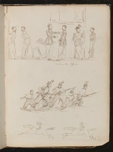 Drie studies van soldaten
