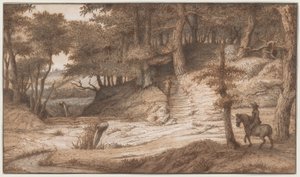 Ruiter en jager in de bossen van Doorwerth, nabij Arnhem