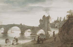 Brug over de Loire bij Amboise door Lambert Harmensz Doomer