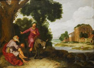De Profeet van Bethel ontmoet de Man van God uit Juda door Lambert Jacobsz