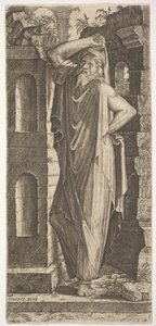 St. Philip, staand met zijn linkerhand op zijn heup en zijn rechterhand rustend op zijn hoofd, 1545