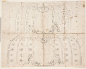 Frederiksborg slot, Audiëntiezaal. Twee verschillende ontwerpen voor plafonddecoratie voor de koepel