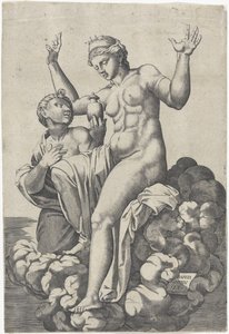 Psyche geeft Venus het kruikje door Lambertus Suavius