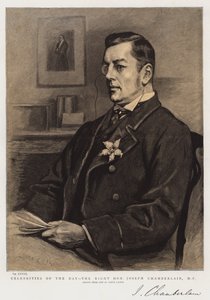 Beroemdheden van de dag, de zeer eerbiedwaardige Joseph Chamberlain, MP