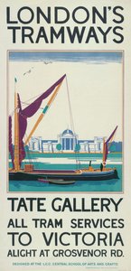 Tate Gallery, London County Council LCC Tramways poster door Lance Cattermole