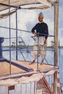 Mensen van Egypte: Nijlzeiler, Bahari (kleur litho)