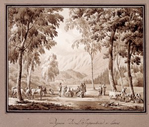 Ontbijt van keizerin Josephine de Beauharnais in Cervos in 1810 door Lancelot Théodore Turpin de Crissé de Crissé