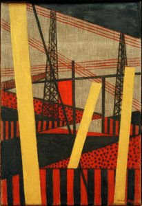 Radio en Spoorweglandschap door Laszlo Moholy Nagy