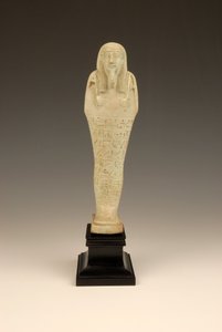 Shabti van Imhotep, 380-342 v.Chr. (faience & groene glazuur)