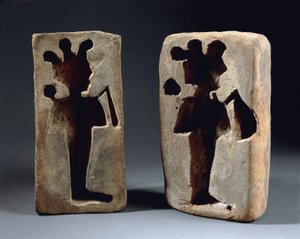 Twee mallen van Osiris-figuur, uit Abydos door Late Period Egyptian