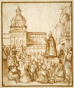 St. Marcus predikend op het plein door Lattanzio da (attr. to) Rimini