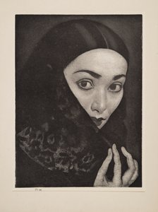 Dame met een sjaal door Laura Knight