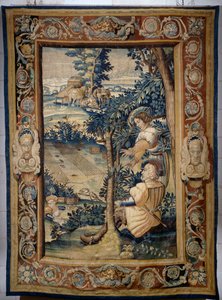 Vogeljacht met net, wandtapijt uit de serie Jachten van Frans I door Laurent Guyot
