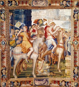 Herauten te paard. Gordijn uit de geschiedenis van Artemise