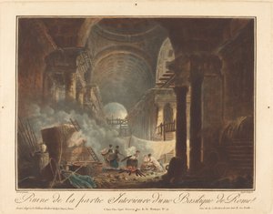 Ruïne van het interieur van een basiliek in Rome