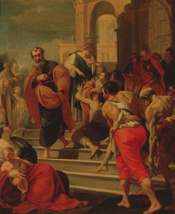Sint-Pieter geneest de zieken met zijn schaduw door Laurent de la Hyre