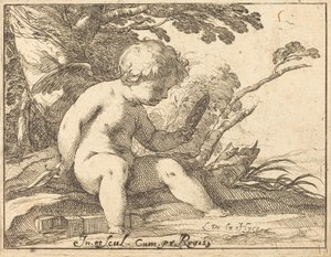 Cupido Kijkt in een Spiegel door Laurent de la Hyre