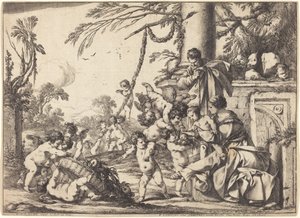 Heilige Familie met Putti door Laurent de la Hyre