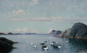 Zuidkust met zeevogels door Lauritz Haaland