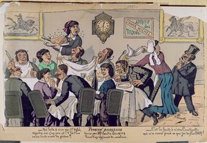 Middenklasse pension, karikatuur, 1881