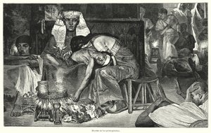 Dood van de eerstgeborene: de laatste van de tien plagen van Egypte door Lawrence (after) Alma Tadema