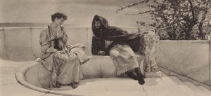 Het Oude Verhaal (fotogravure) door Lawrence (after) Alma Tadema