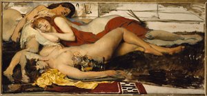 Uitgeputte Maenides, c.1873-74 door Lawrence Alma Tadema