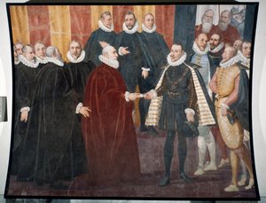 Ontmoeting van Doge Giacomo Durazzo Grimaldi en Infant Don Juan van Oostenrijk door Lazzaro Tavarone